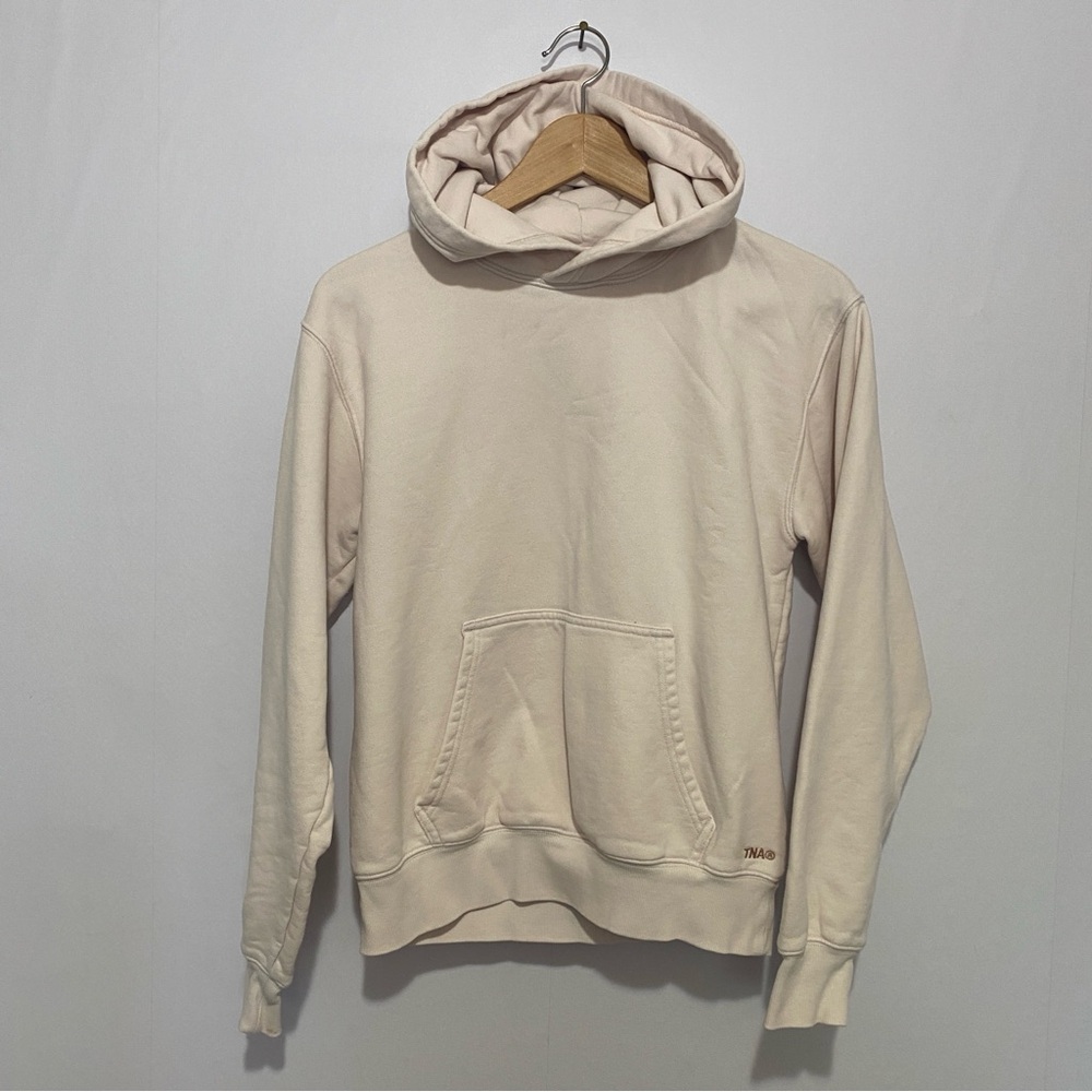 TNA Sweatfleece Terry Fleece Hoodie XS Cream Beige Perfect Fit Casual Comfy